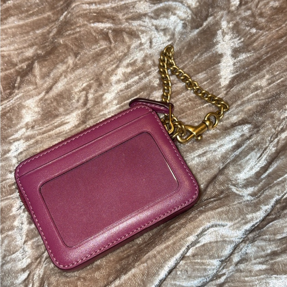 Elegant Pink Card Holder with Gold Chain
